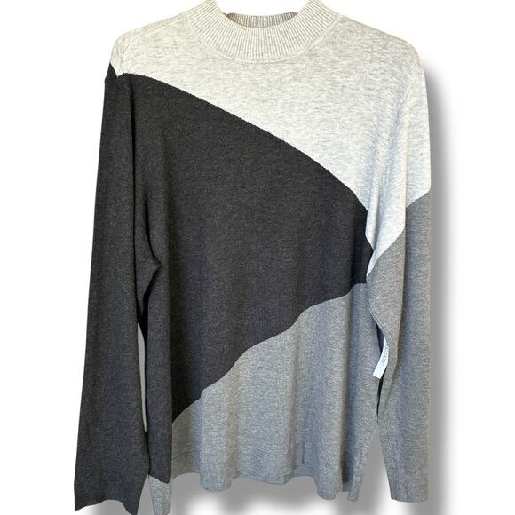 NWT Chico’s Sweater Sz 4 (2X) ColorBlock Mystic Heather Mock Neck Long Sleeve - Picture 2 of 7
